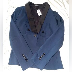 NWT Express Women's Blazer Blue with Black Single Button Size 0